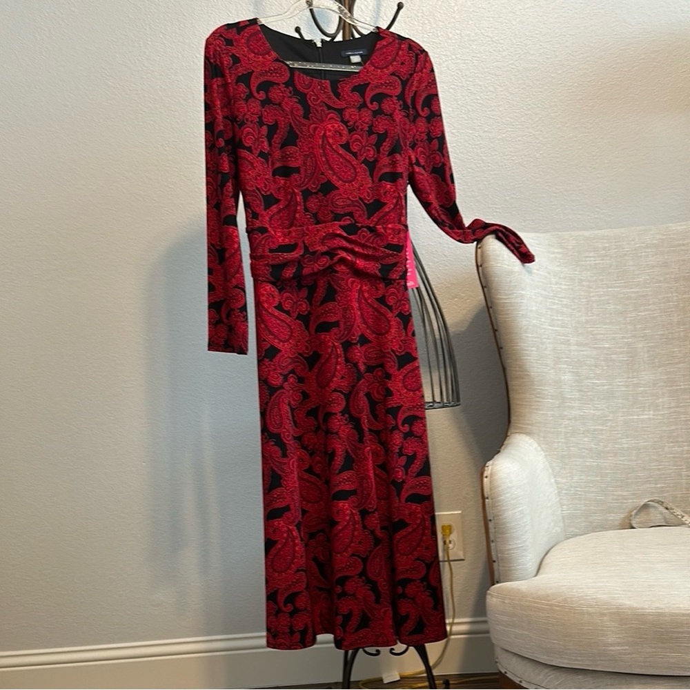 Elegant Red Paisley Dress